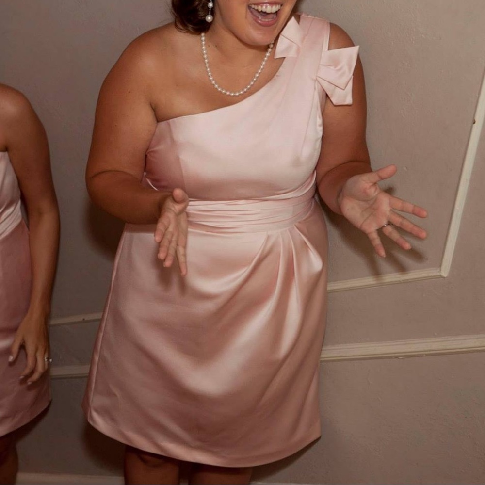 David’s Bridal Pink Silk Style Bridesmaid Dress
